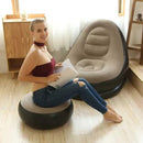 Inflatable Chair with Footrest – Portable Air Lounger Recliner with Foot Pump