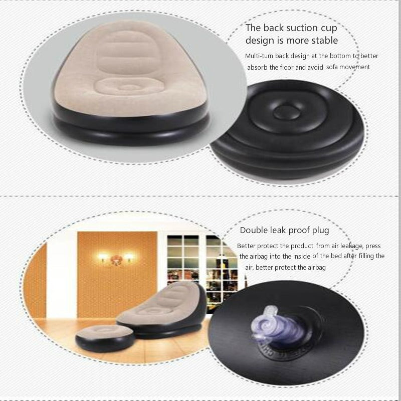 Inflatable Chair with Footrest – Portable Air Lounger Recliner with Foot Pump