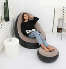 Inflatable Chair with Footrest – Portable Air Lounger Recliner with Foot Pump