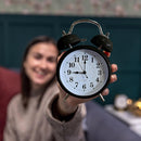 Twin Bell Alarm Clock 6 Inch – Rechargeable Silent Tick Battery Powered for Heavy Sleepers