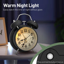 Twin Bell Alarm Clock 6 Inch – Rechargeable Silent Tick Battery Powered for Heavy Sleepers