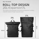 Waterproof Roll-Top Backpack – Travel Laptop Bag with USB Port & Anti-Theft Design