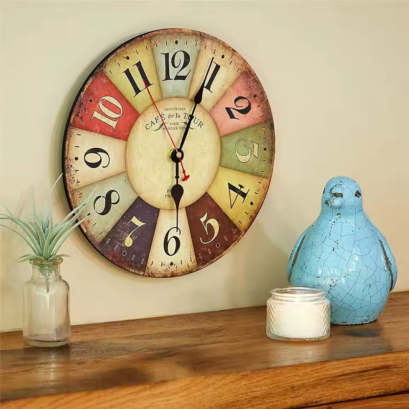 Cafe Tour 12" Silent Wall Clock – Battery Operated Modern Design for Living Room Decor