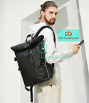 Waterproof Roll-Top Backpack – Travel Laptop Bag with USB Port & Anti-Theft Design
