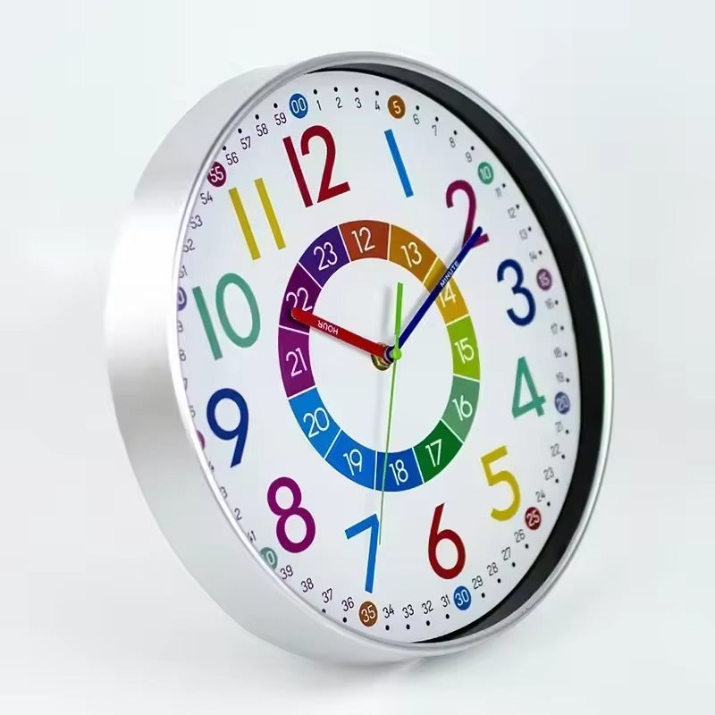 Children’s Silent Wall Clock – 24-Hour Easy Time Learning 10 Inch Ideal for Bedroom or Classroom