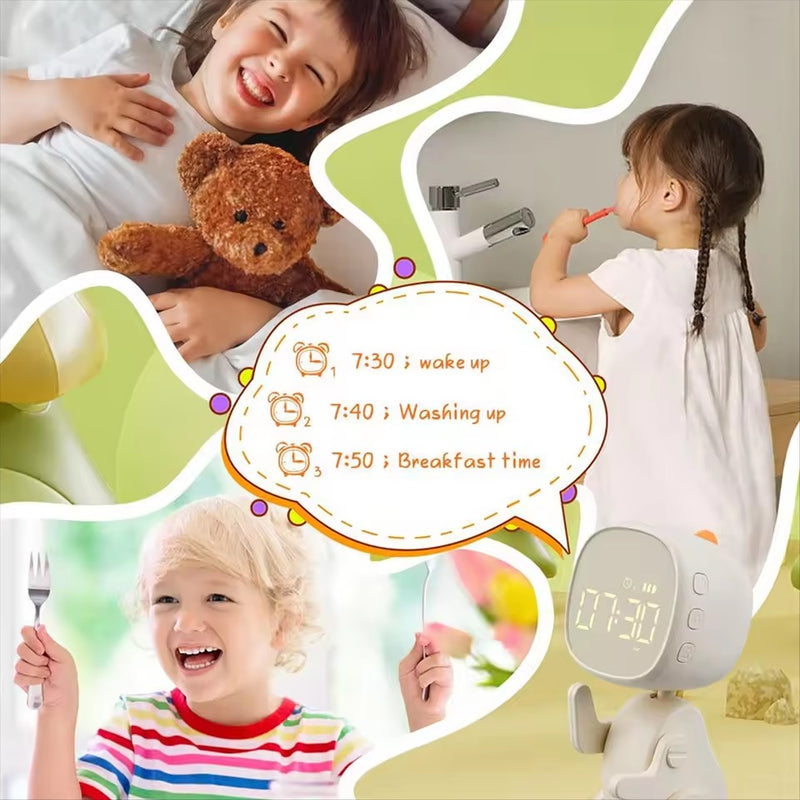 Dinosaur Kids Alarm Clock – Rechargeable with Night Light Snooze & 6 Alarms