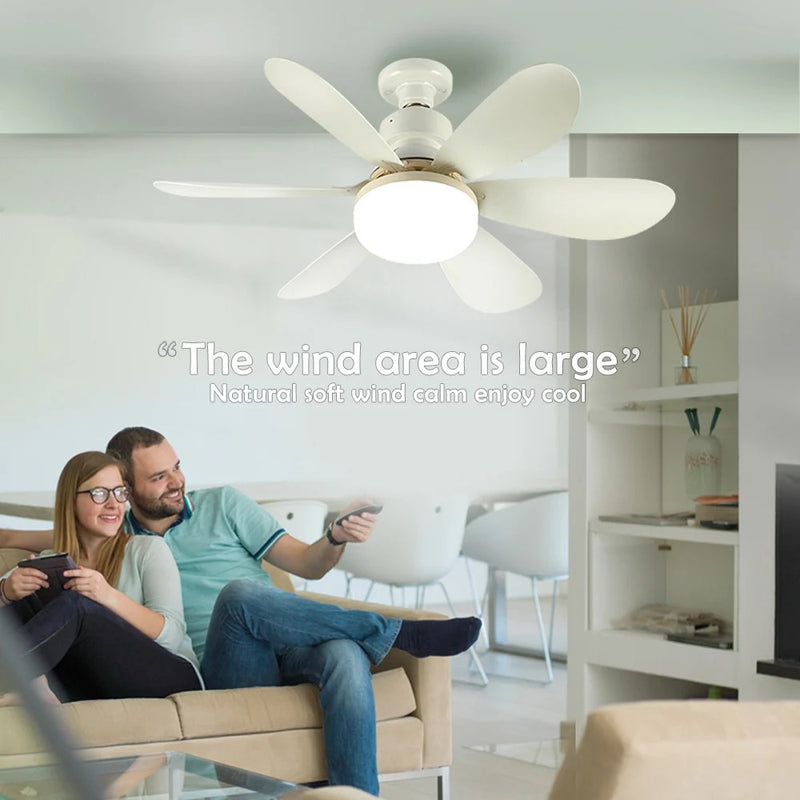 Compact Silent Ceiling Fan-Integrated Ceiling Light - Three Light Settings with Remote