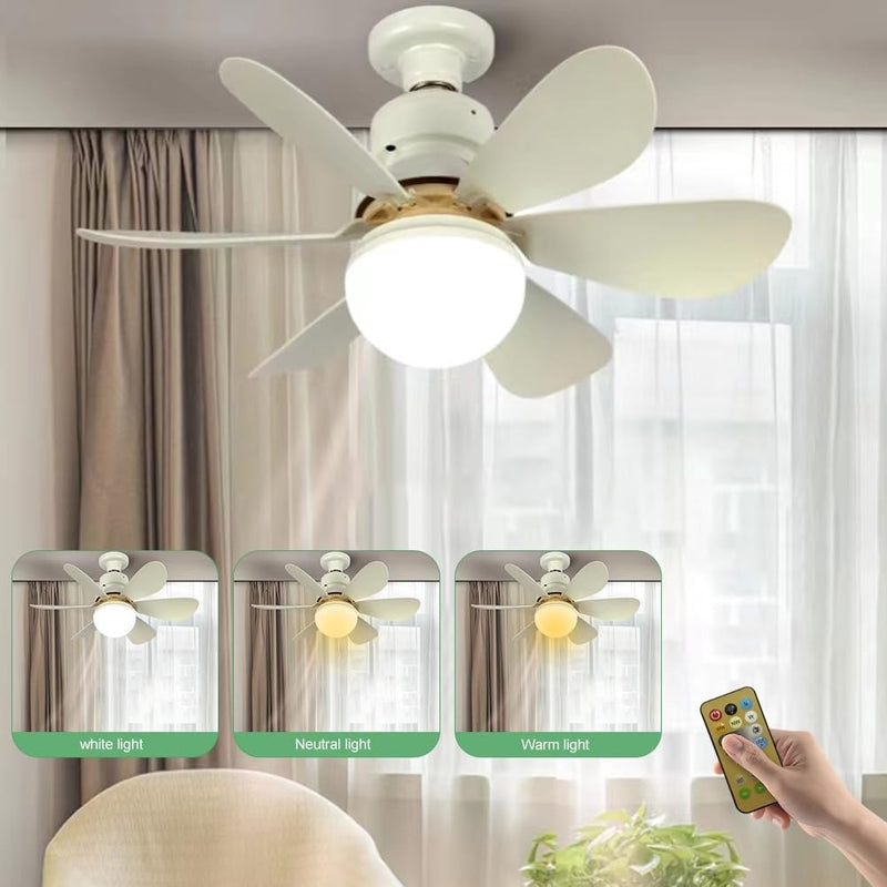 Compact Silent Ceiling Fan-Integrated Ceiling Light - Three Light Settings with Remote