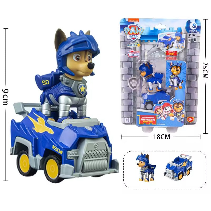 Authentic Paw Patrol Rescue Knight Toys – Pull Back Cars Building Block Set