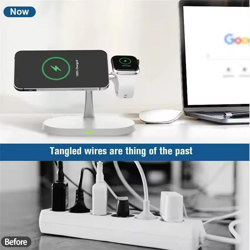 3-in-1 MagSafe Wireless Charger Stand – For iPhone & Apple Watch Series & Airpods