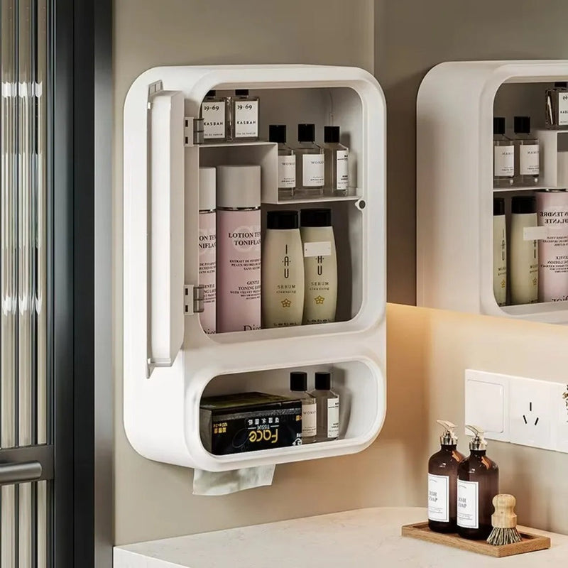 LED Bathroom Mirror Cabinet – Storage with Magnetic Door & Tissue Dispenser