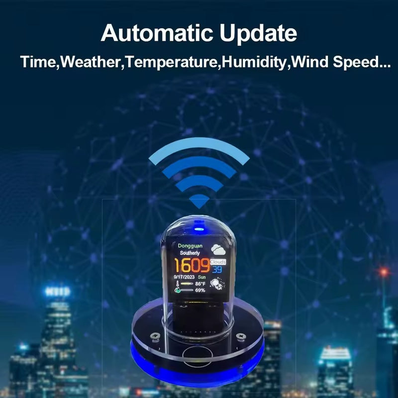 Smart Nixie Tube Clock – WiFi LED Display Vintage Cyberpunk Desk Clock Auto Time Update
