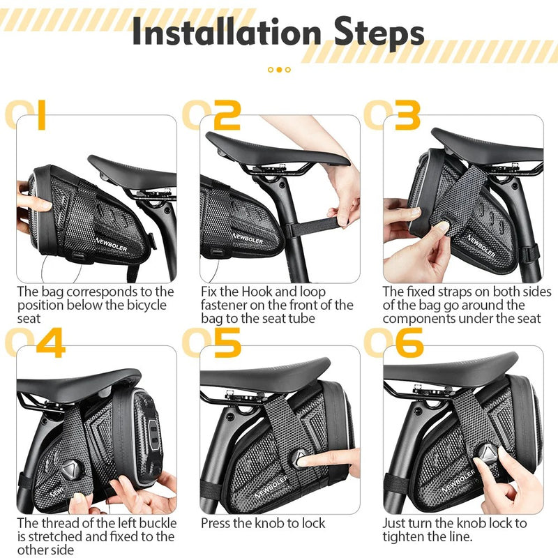 Waterproof Bicycle Saddle Bag – 1.5L Hard Shell Seat Bag with Rotating Lock