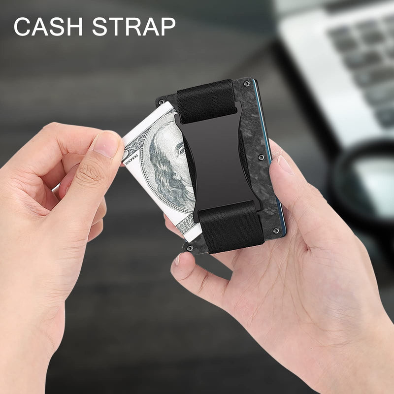 Minimalist Metal Wallet with Money Clip - Forged Carbon RFID Card Holder