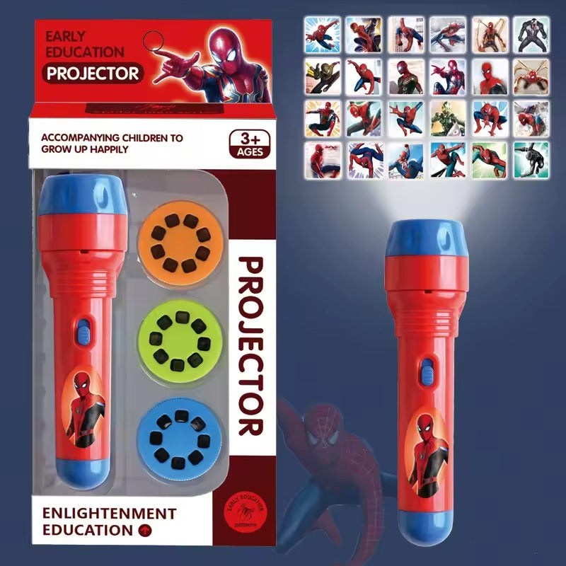 Spiderman Projector Flashlight for Kids – Superhero Torch with 24 Cartoon Slides