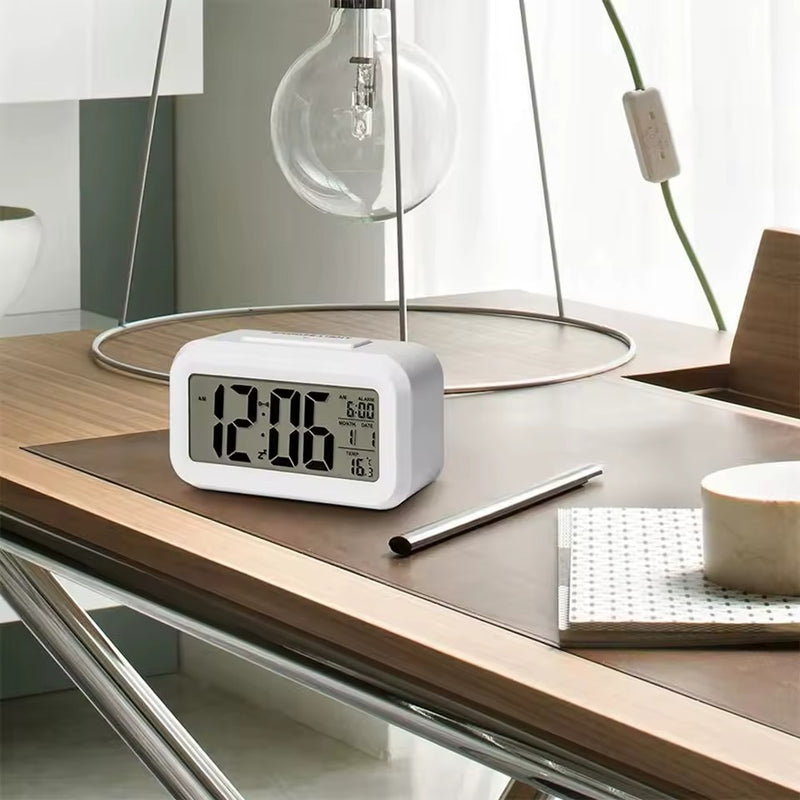 Cute Digital Alarm Clock – LCD Display with Temperature Nightlight & Snooze Perfect for Bedside Table