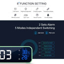 LED Voice-Controlled Alarm Clock – Mirror Display Temp & Humidity Dual Alarms