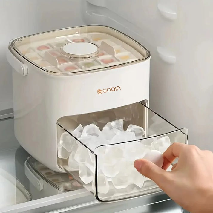 Ice Cube Maker Box – 48 Grid Portable Ice Cube Tray with Press & Lid