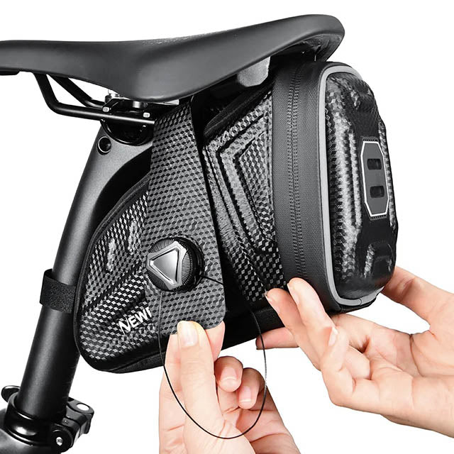 Waterproof Bicycle Saddle Bag – 1.5L Hard Shell Seat Bag with Rotating Lock