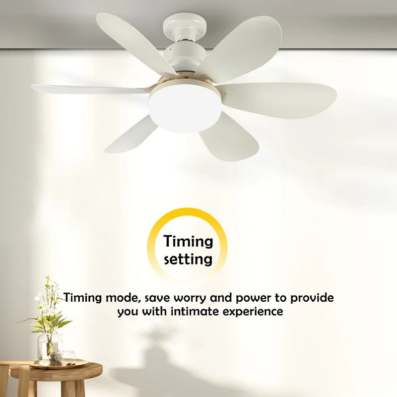Compact Silent Ceiling Fan-Integrated Ceiling Light - Three Light Settings with Remote