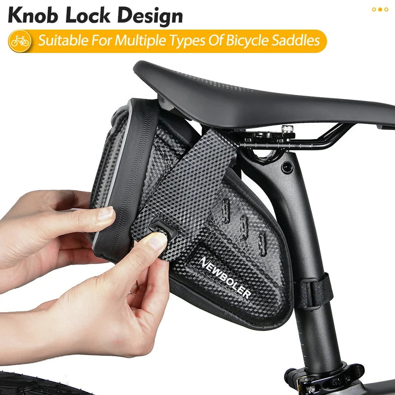 Waterproof Bicycle Saddle Bag – 1.5L Hard Shell Seat Bag with Rotating Lock