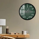 Green Math Chalkboard Wall Clock with Metal Frame – Ideal for Classrooms & Math Fans