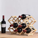 10-Bottle Folding Wooden Wine Rack – Compact Wine Storage Display
