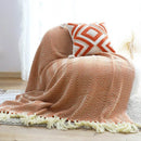 Elegant Knitted Throw Blanket with Tassels – Soft Reversible Sofa & Bed Cover