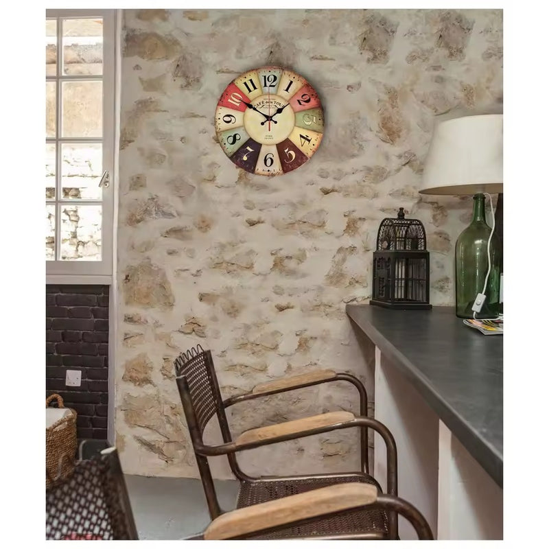 Cafe Tour 12" Silent Wall Clock – Battery Operated Modern Design for Living Room Decor