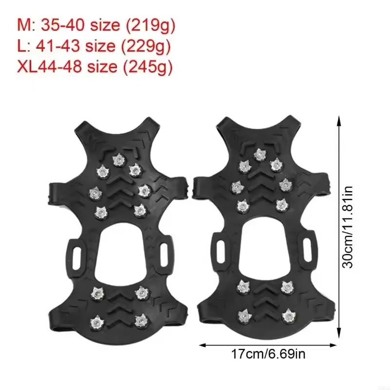Non Slip Crampons – Stretch Slip On Design with 11 Teeth for Snow & Ice