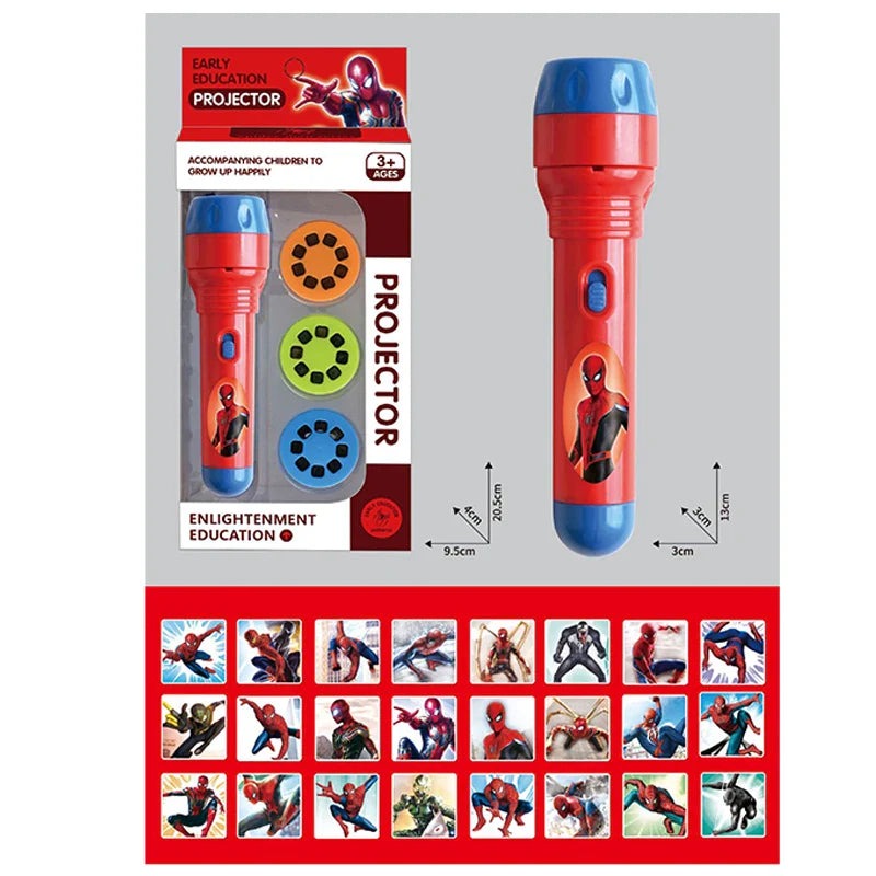Spiderman Projector Flashlight for Kids – Superhero Torch with 24 Cartoon Slides