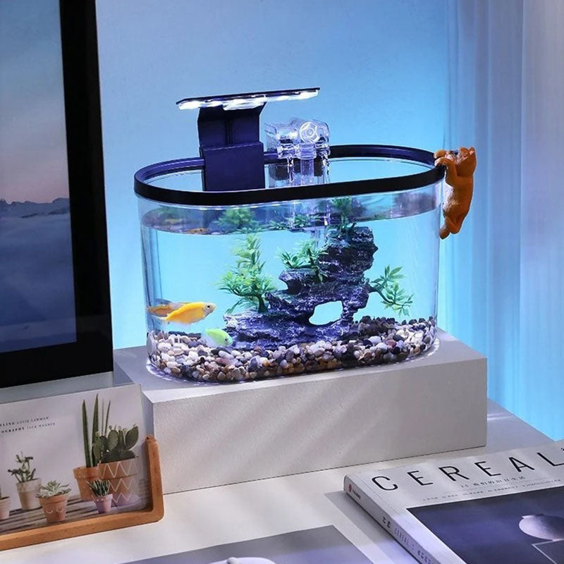 Desktop Fish Tank – Small Aquarium with LED Light Filter & Anti-Slip Base