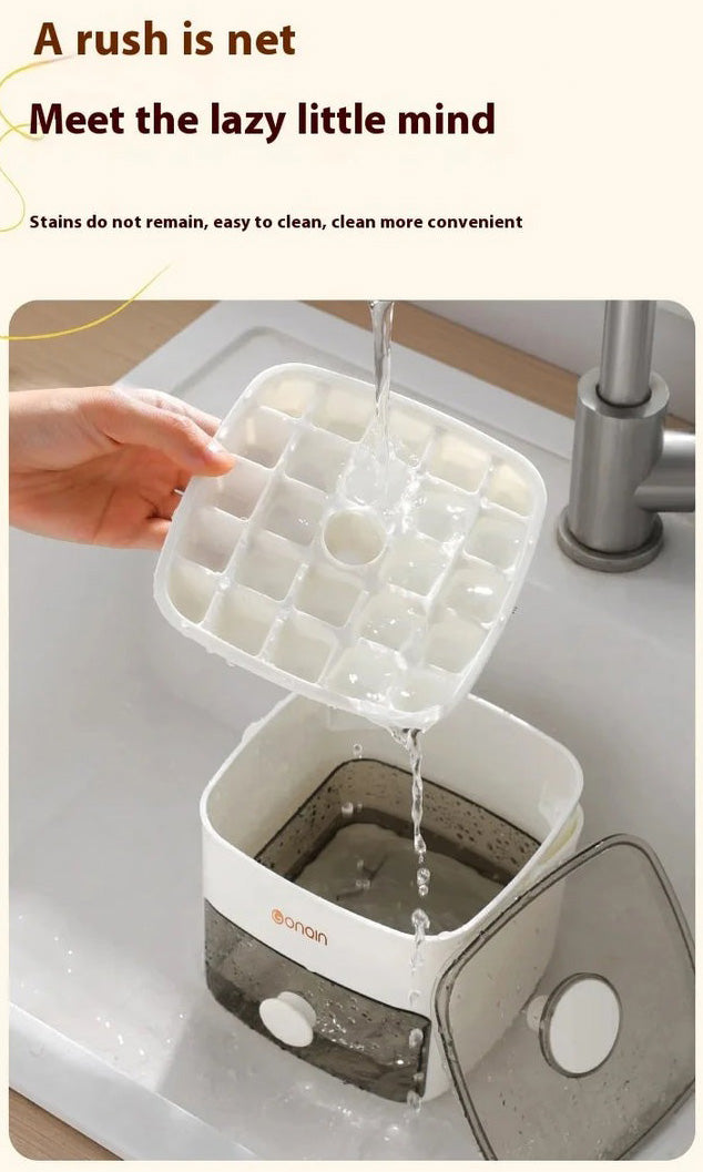 Ice Cube Maker Box – 48 Grid Portable Ice Cube Tray with Press & Lid