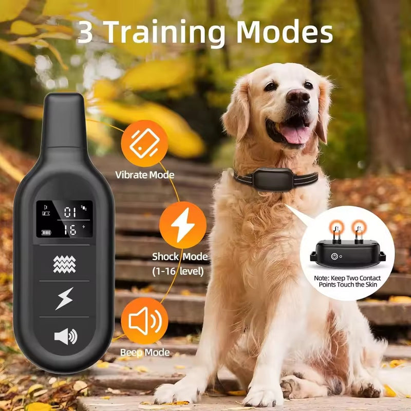 Waterproof Electric Dog Collar – Remote Training & Anti-Bark Device 1000m