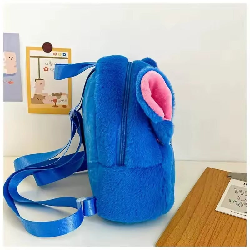 Stitch 3D Plush Toddler Backpack – Cute Mini Furry Cartoon Bag for Kids