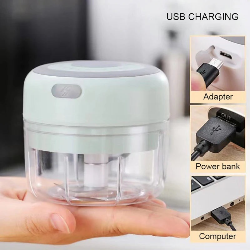 Rechargeable Mini Electric Garlic Crusher – Cordless Garlic Press & Food Processor