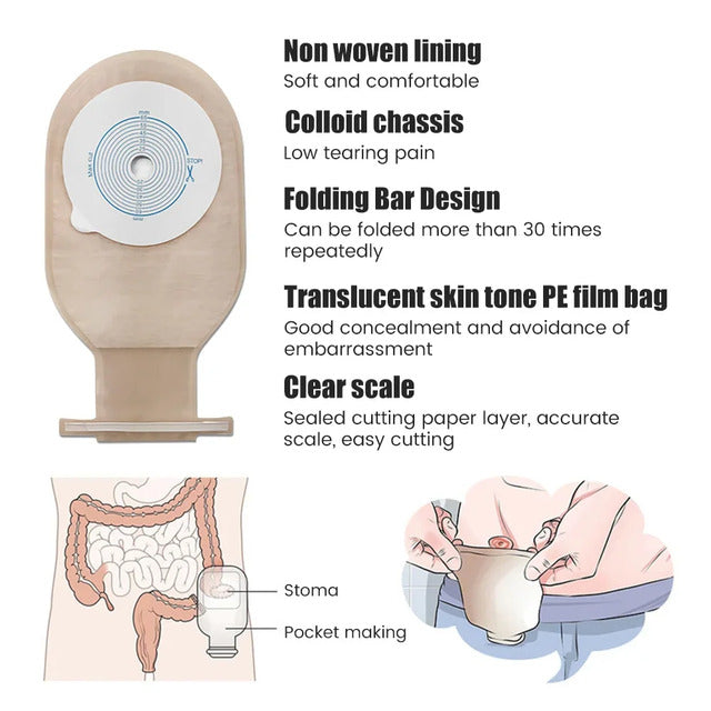 Adult Colostomy Bags – 10-Pack 20–65mm Disposable Ostomy Pouches