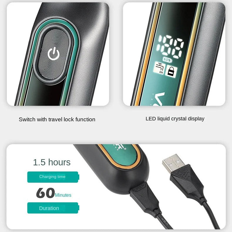 Men’s Beard Trimmer IPX6 Waterproof - VGR V-360 Cordless USB Rechargeable Wet/Dry