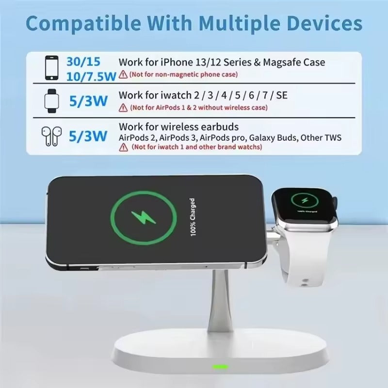 3-in-1 MagSafe Wireless Charger Stand – For iPhone & Apple Watch Series & Airpods