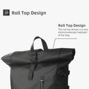 Waterproof Roll-Top Backpack – Travel Laptop Bag with USB Port & Anti-Theft Design