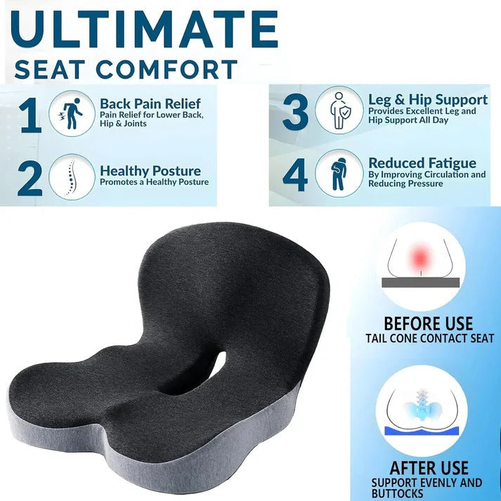 Memory Foam Lumbar Cushion – Back Rest Soft Support for Waist & Tailbone
