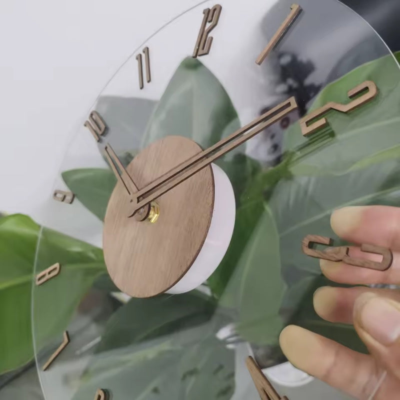 Nordic 14" Wooden Wall Clock – Silent Non-Ticking Modern Scandinavian Design for Home & Office Decor
