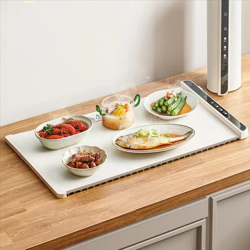 Large Foldable Electric Warming Tray – Portable Silicone Food Warmer with 3 Heat Levels & Digital Display