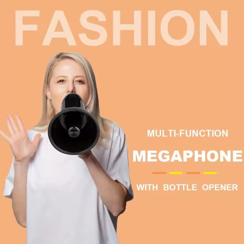 Portable Handheld Megaphone with Siren – 30W Loud Bullhorn Speaker with Folding Handle