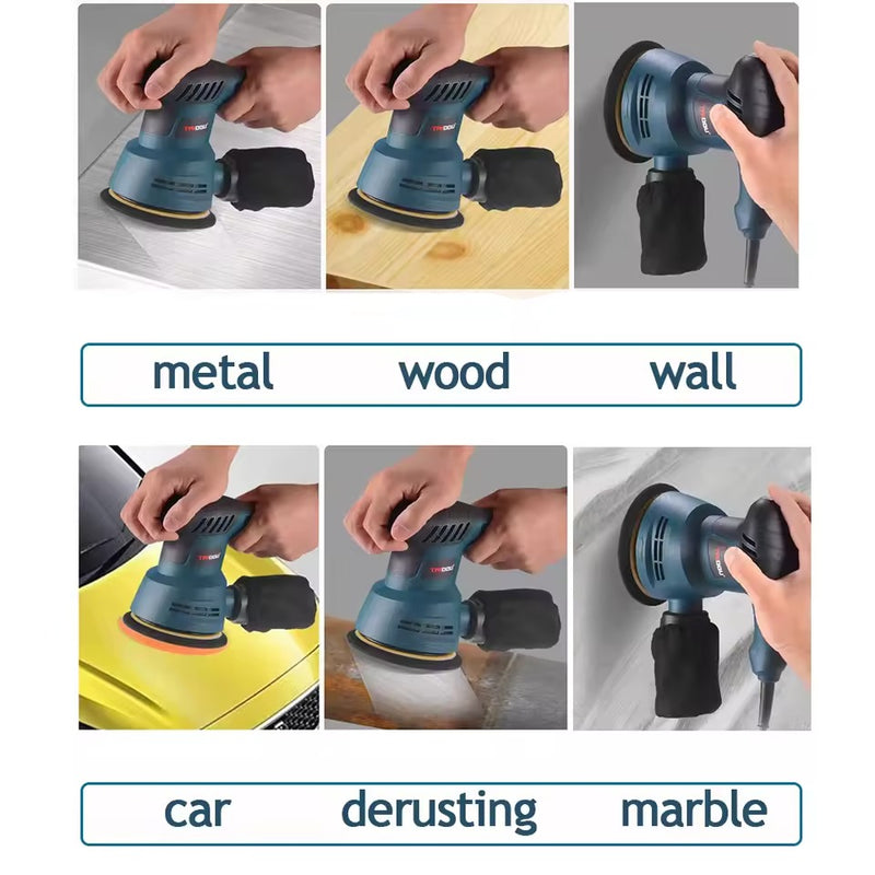 300W Orbital Sander – 6-Speed with Dust Box 125mm for Sanding & Polishing