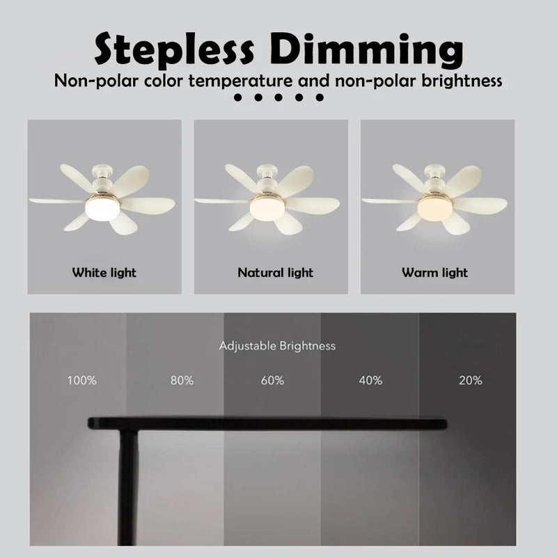 Compact Silent Ceiling Fan-Integrated Ceiling Light - Three Light Settings with Remote