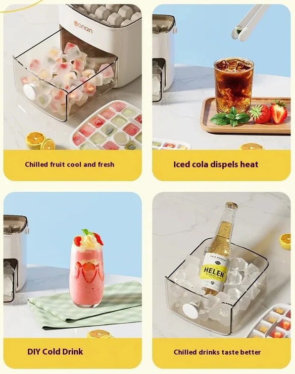 Ice Cube Maker Box – 48 Grid Portable Ice Cube Tray with Press & Lid
