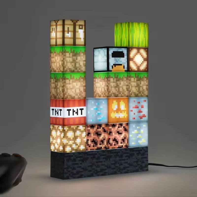 Minecraft Block Night Light – Officially Licensed 16 Rearrangeable LED Building Blocks