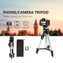 Camera Tripod Stand with Phone Holder & Bluetooth Remote – 4 Height Setting Compatible with IOS and Android