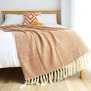 Elegant Knitted Throw Blanket with Tassels – Soft Reversible Sofa & Bed Cover